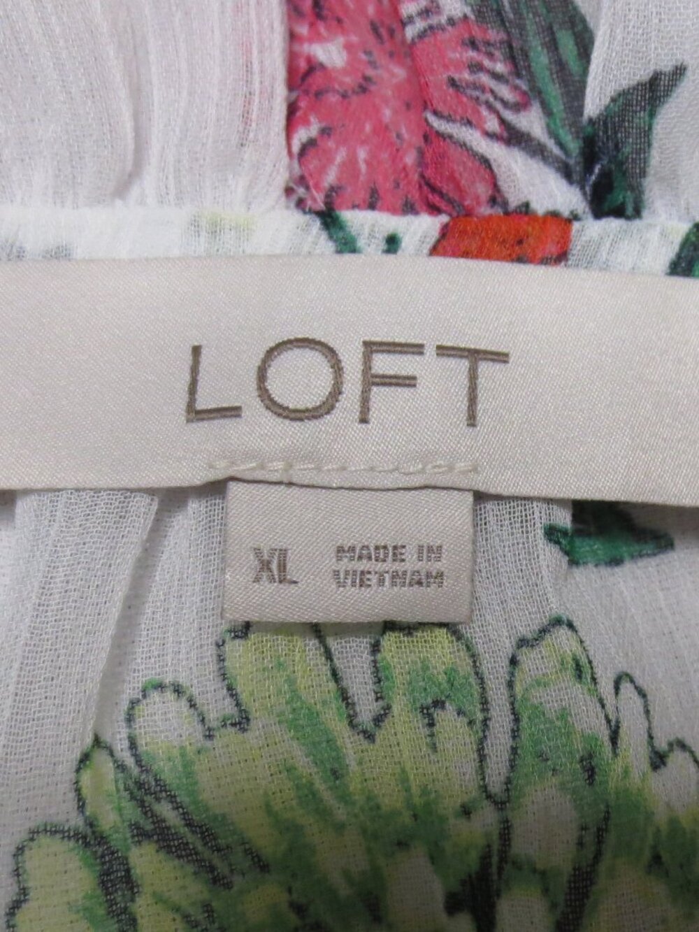 LOFT womens BLOUSE floral SHEER cami WHITE top RUFFLE boho SIZE XL - Picture 3 of 10
